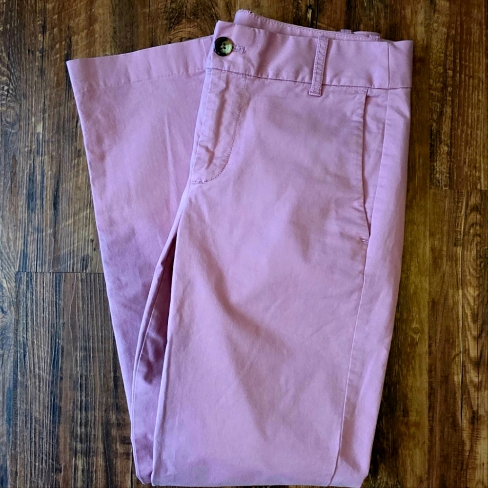 J. Crew Pink Casual Cotton Blend Pants Straight Leg 00 Chino Style